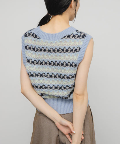 透視提花針織背心