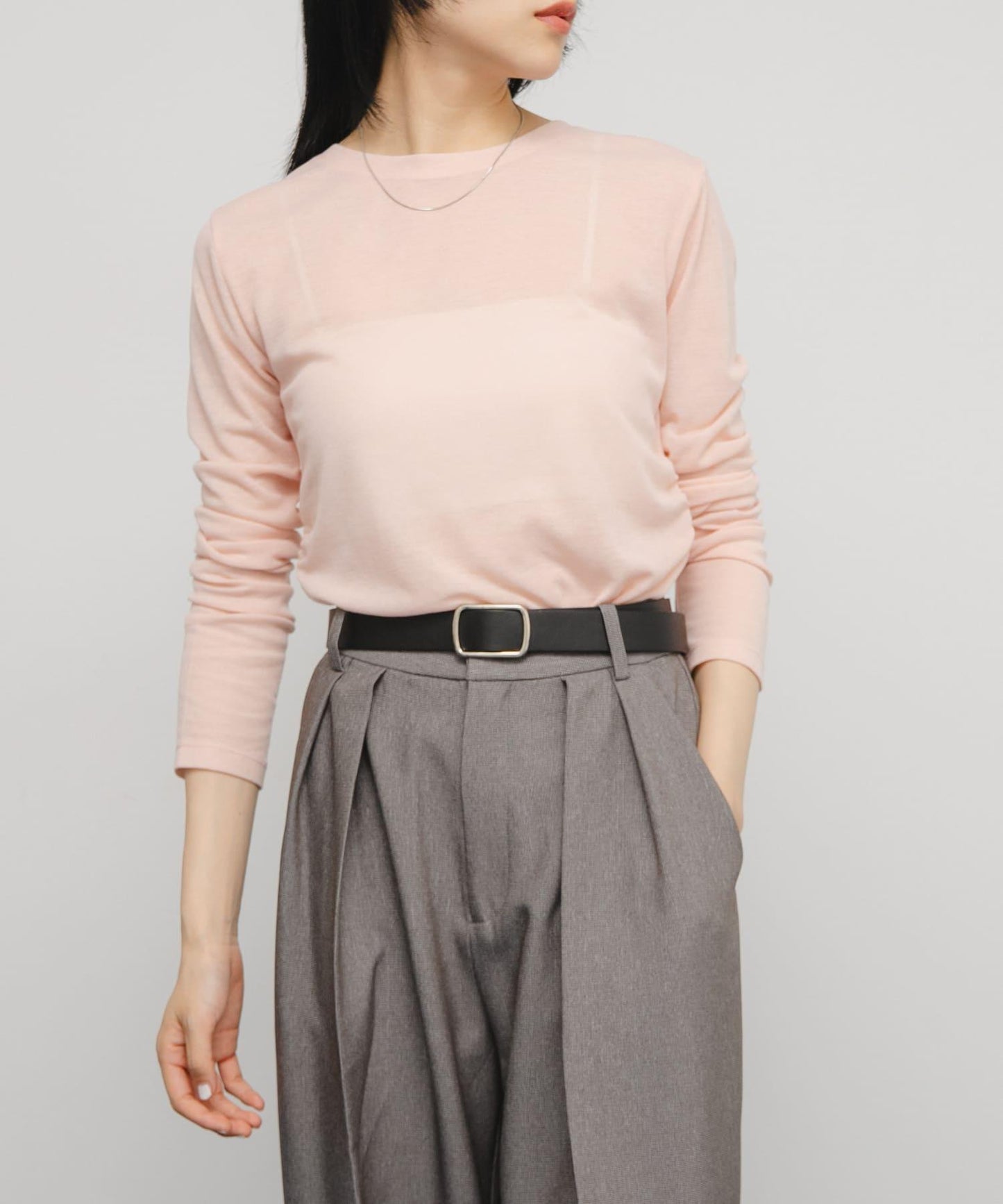 透視羅紋設計針織衫