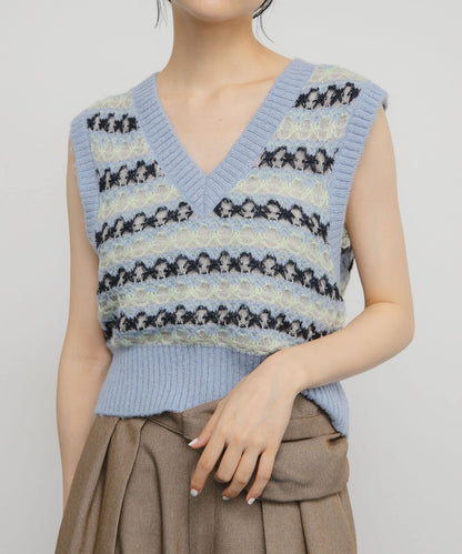 透視提花針織背心