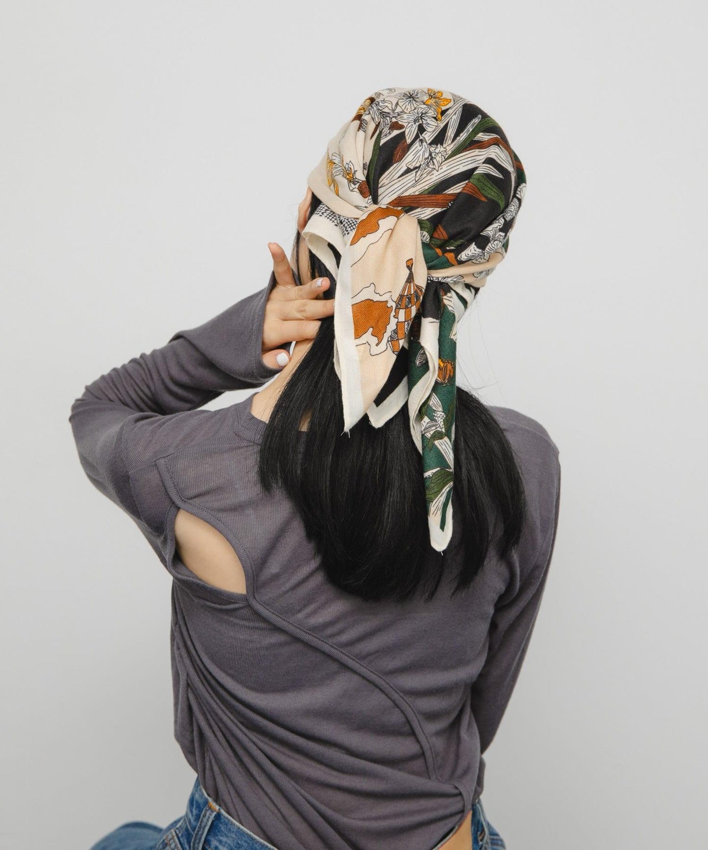 花卉圖案大號圍巾