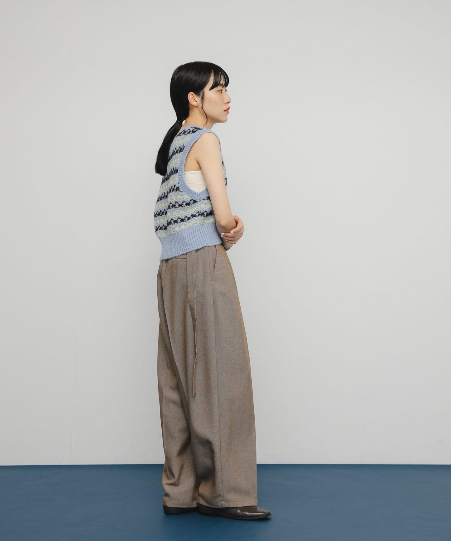 透視提花針織背心