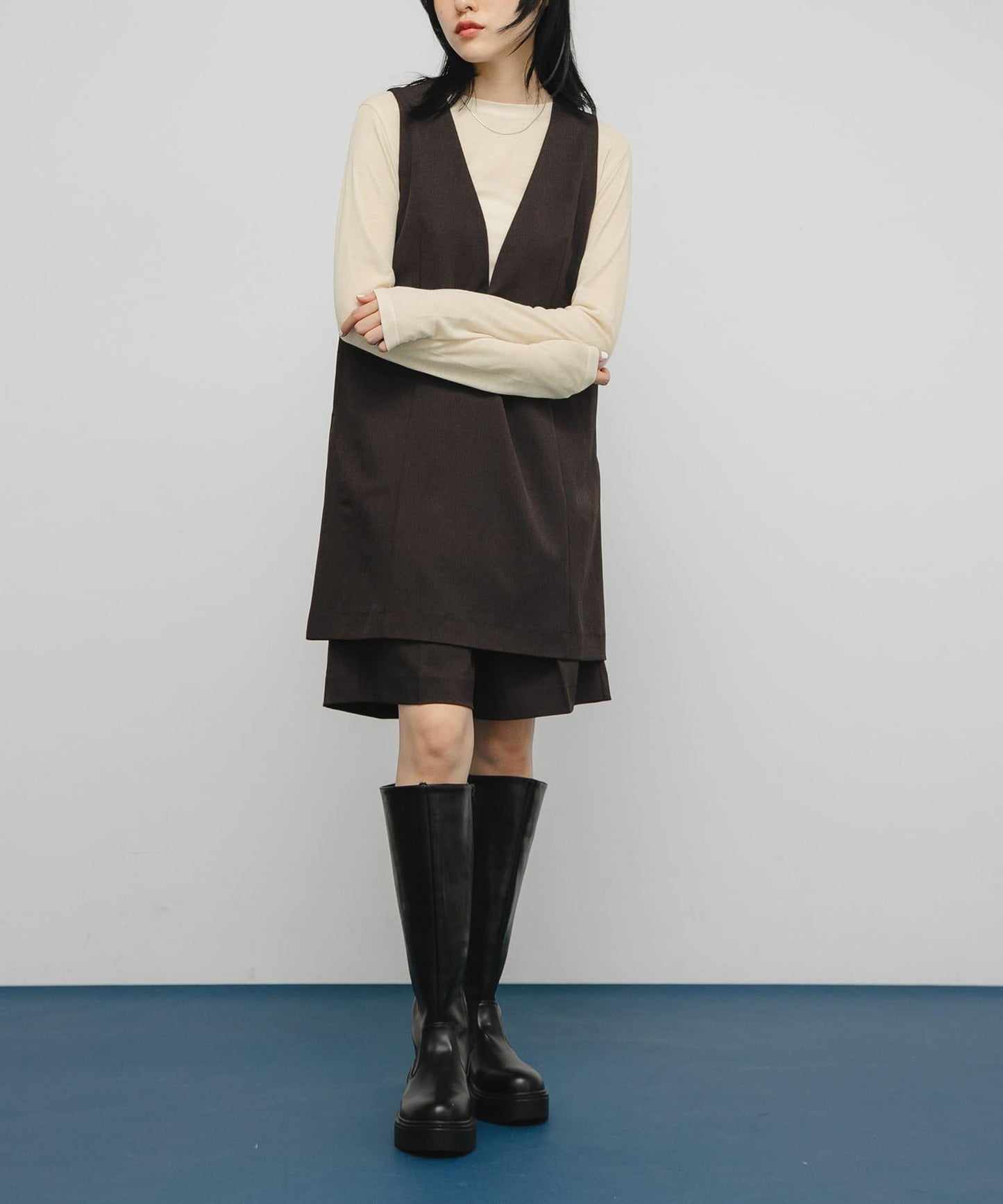 透視羅紋設計針織衫