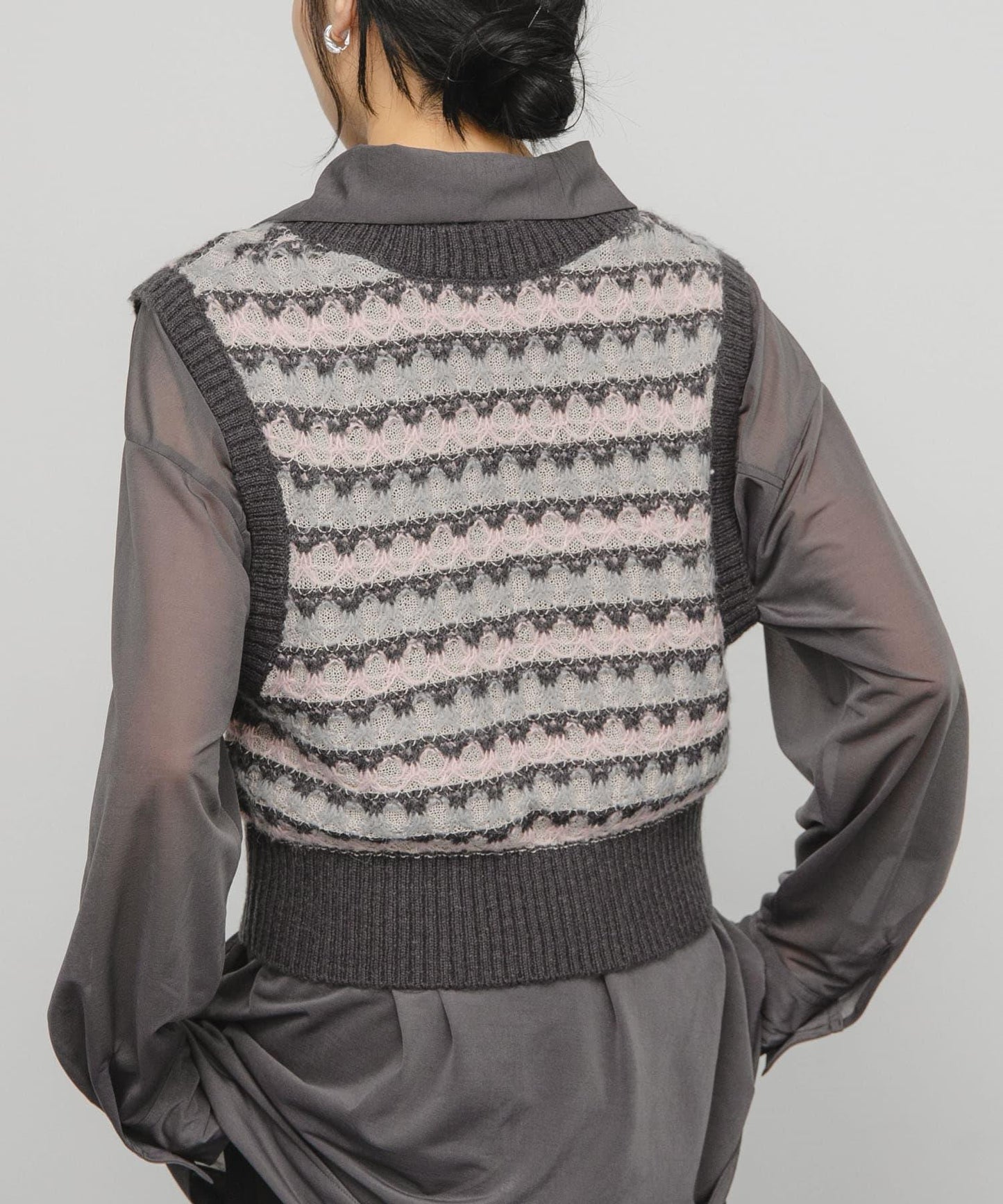 透視提花針織背心