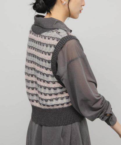 透視提花針織背心