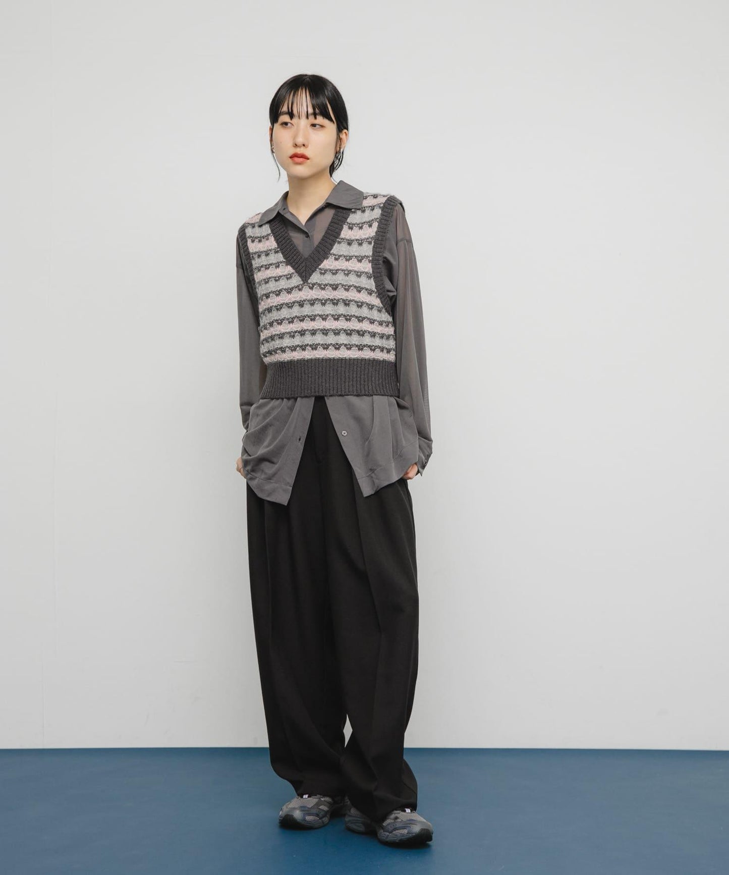 透視提花針織背心