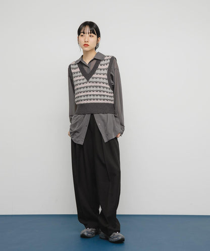 透視提花針織背心