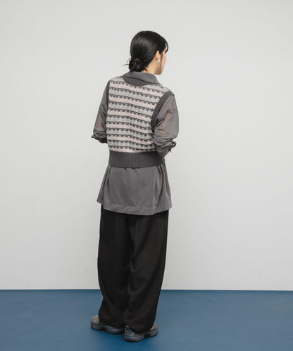 透視提花針織背心