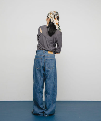 透視羅紋設計針織衫