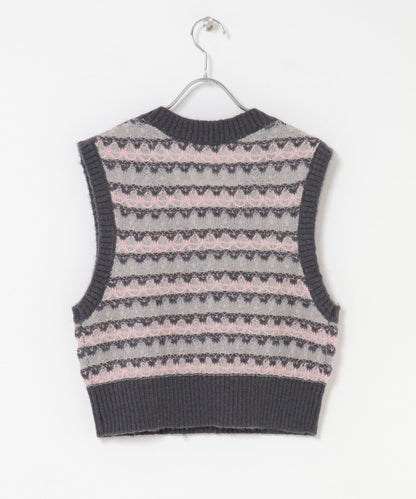 透視提花針織背心