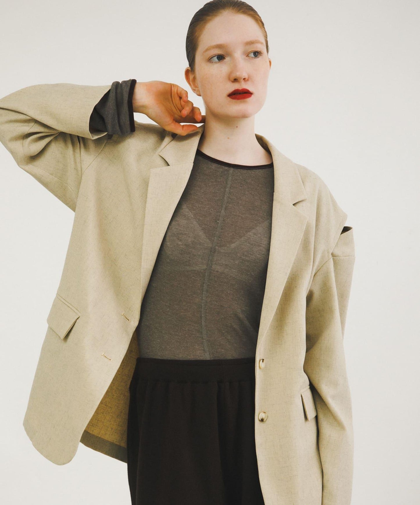 拼接天鵝絨透視T恤