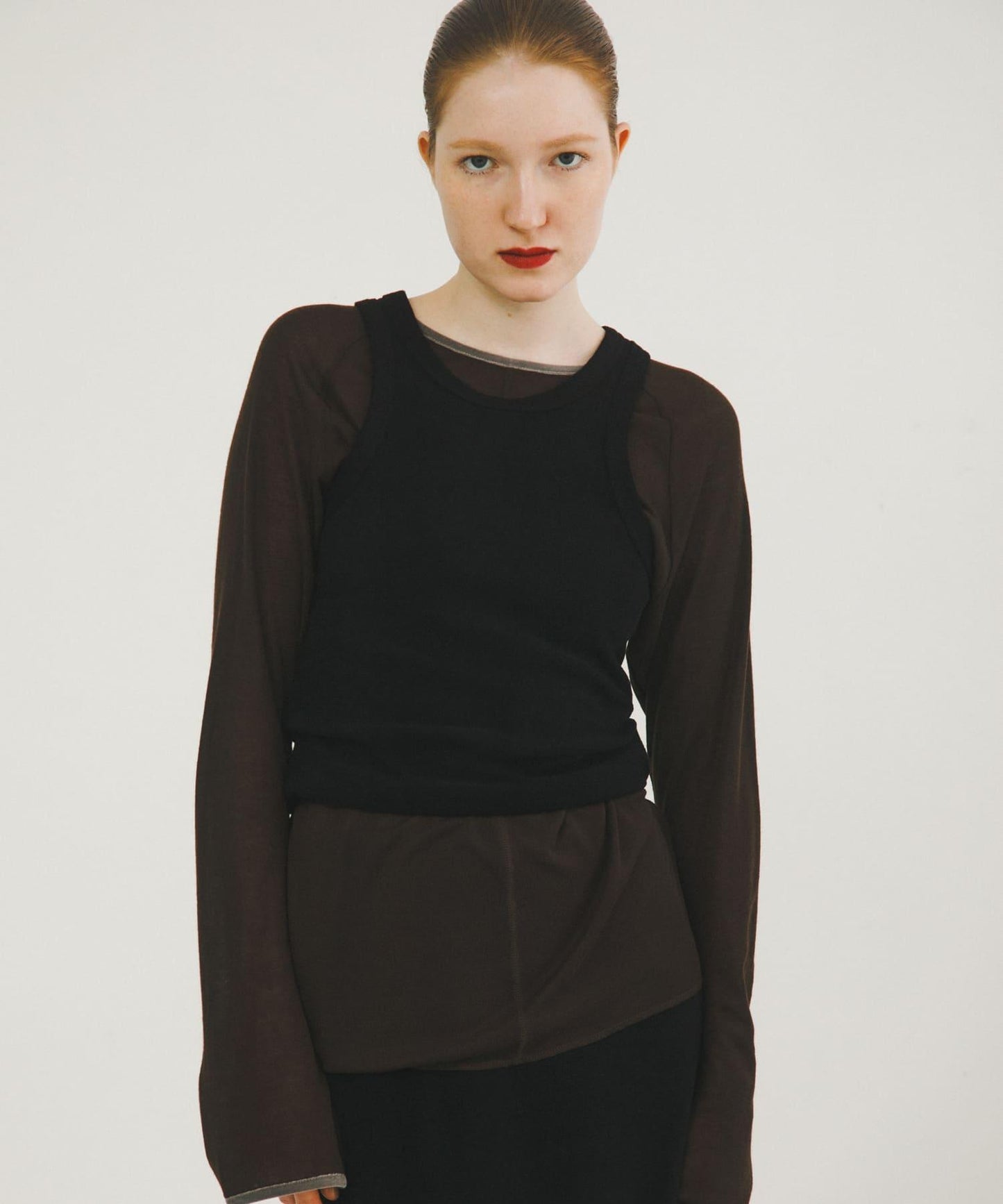 拼接天鵝絨透視T恤