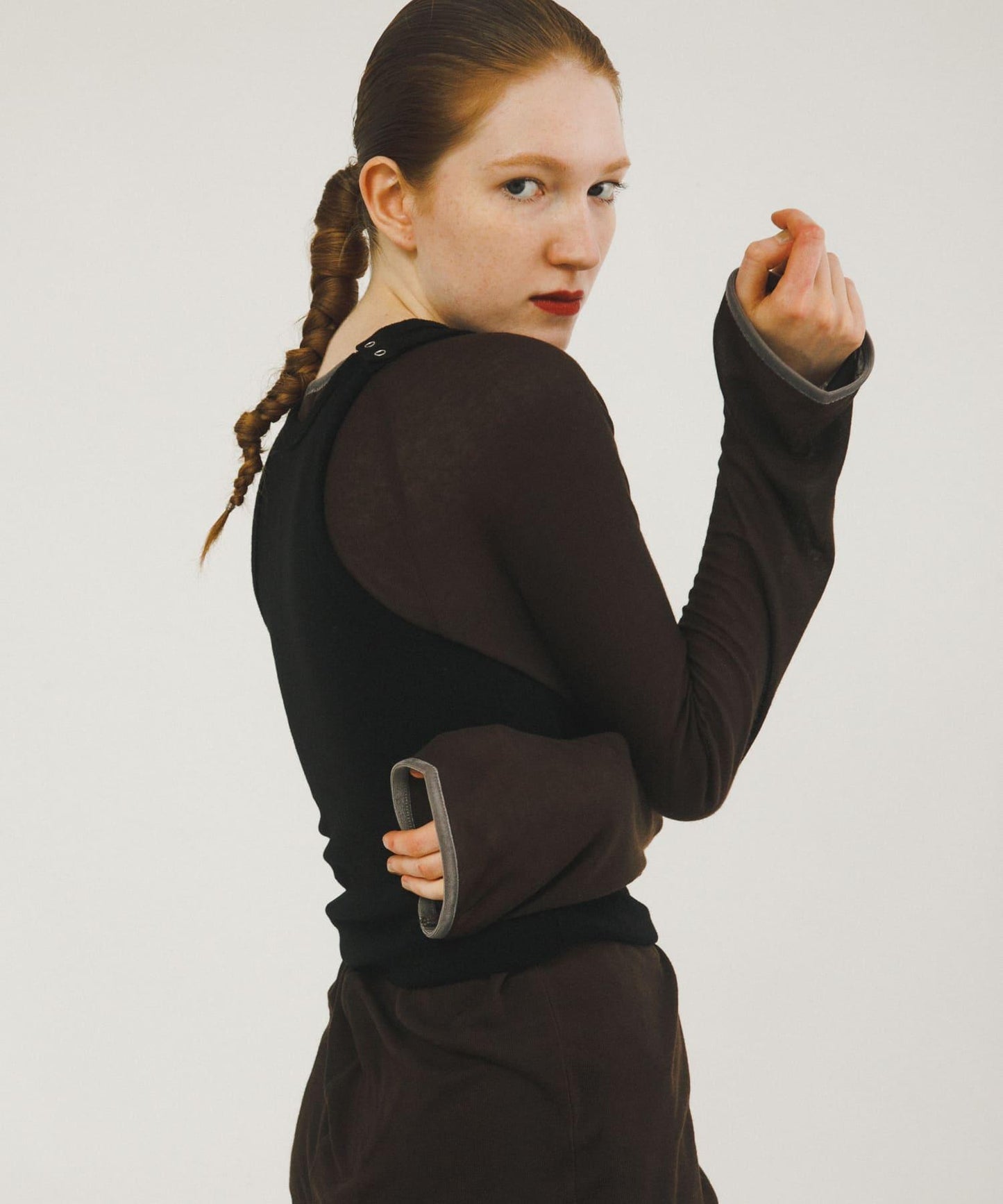 拼接天鵝絨透視T恤