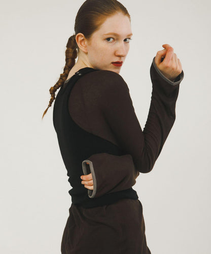 拼接天鵝絨透視T恤