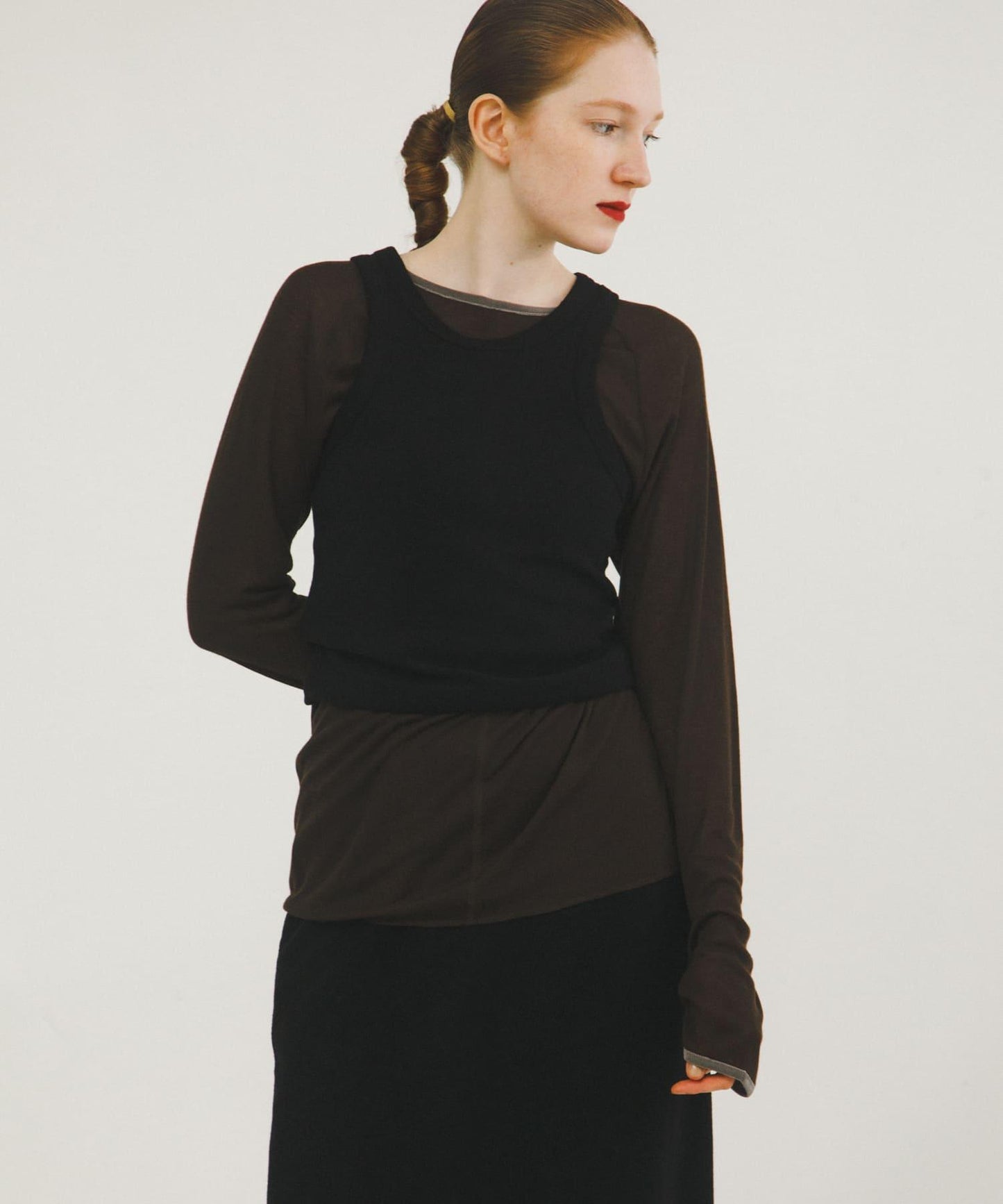 拼接天鵝絨透視T恤