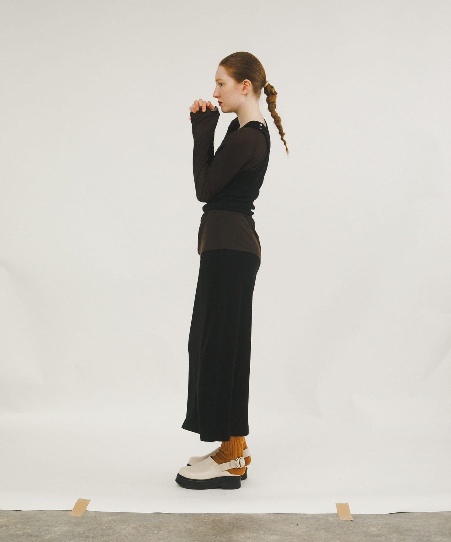 拼接天鵝絨透視T恤