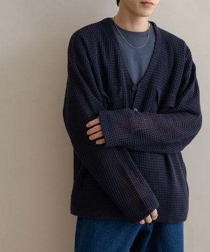 雙口袋V領針織開衫