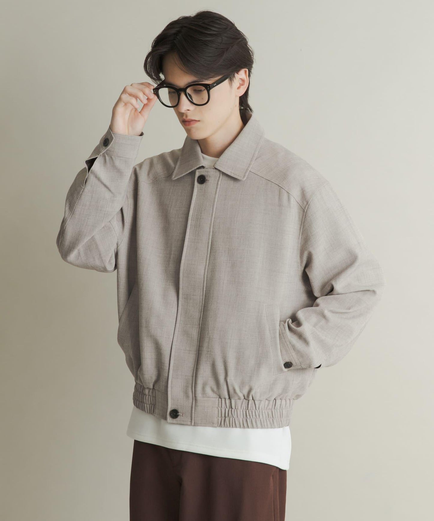 混色寬鬆拉鍊夾克