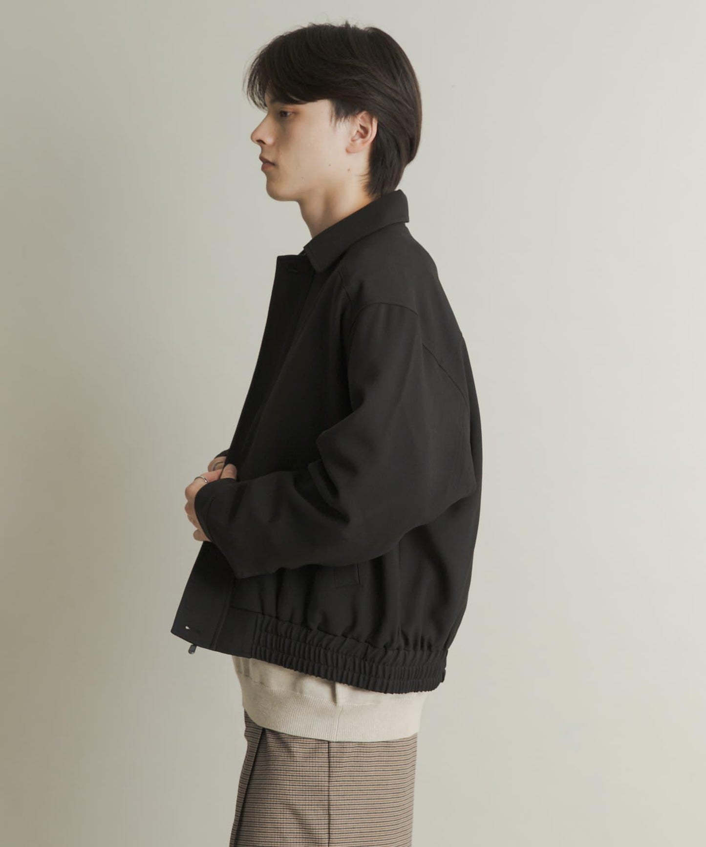 混色寬鬆拉鍊夾克