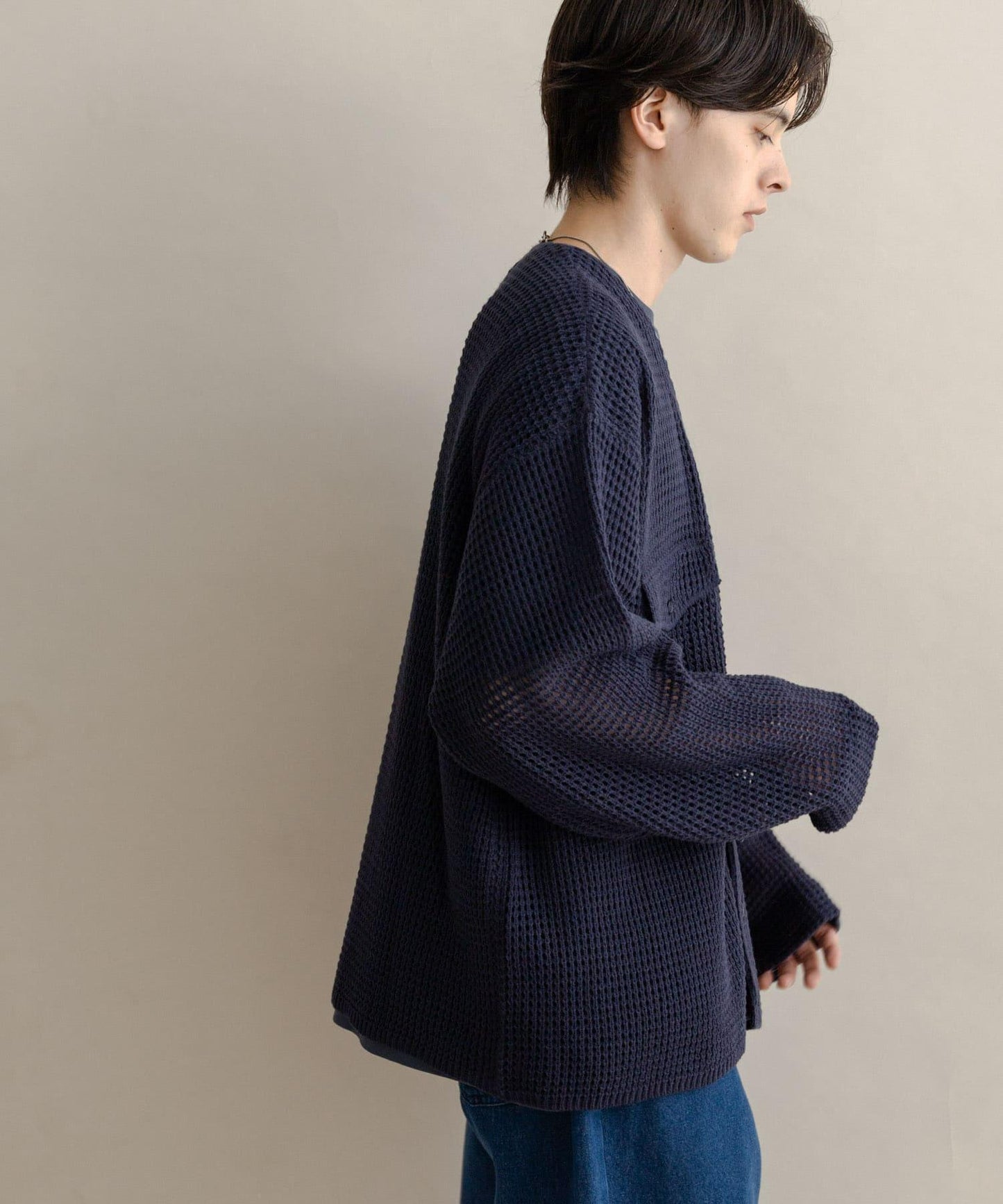 雙口袋V領針織開衫