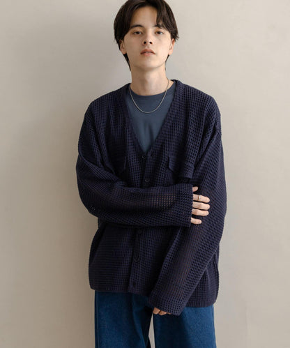 雙口袋V領針織開衫