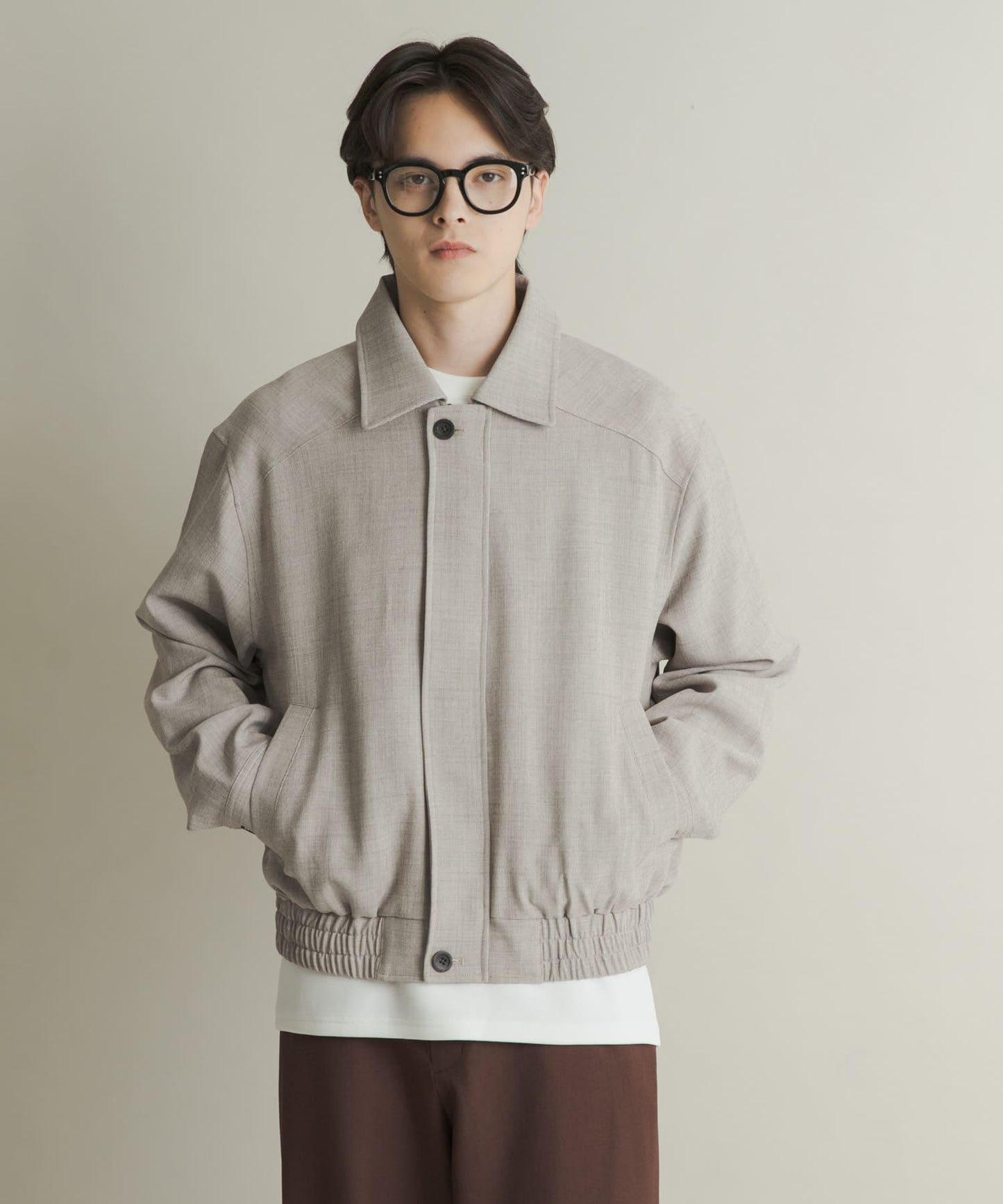 混色寬鬆拉鍊夾克