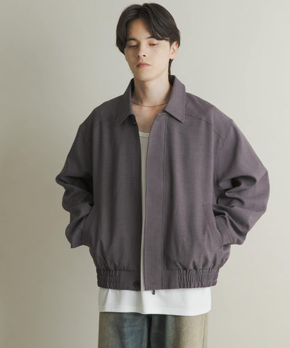 混色寬鬆拉鍊夾克