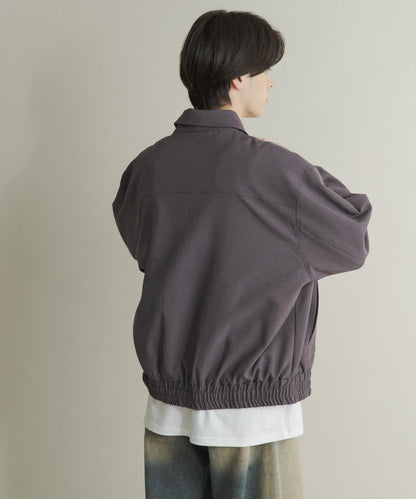 混色寬鬆拉鍊夾克