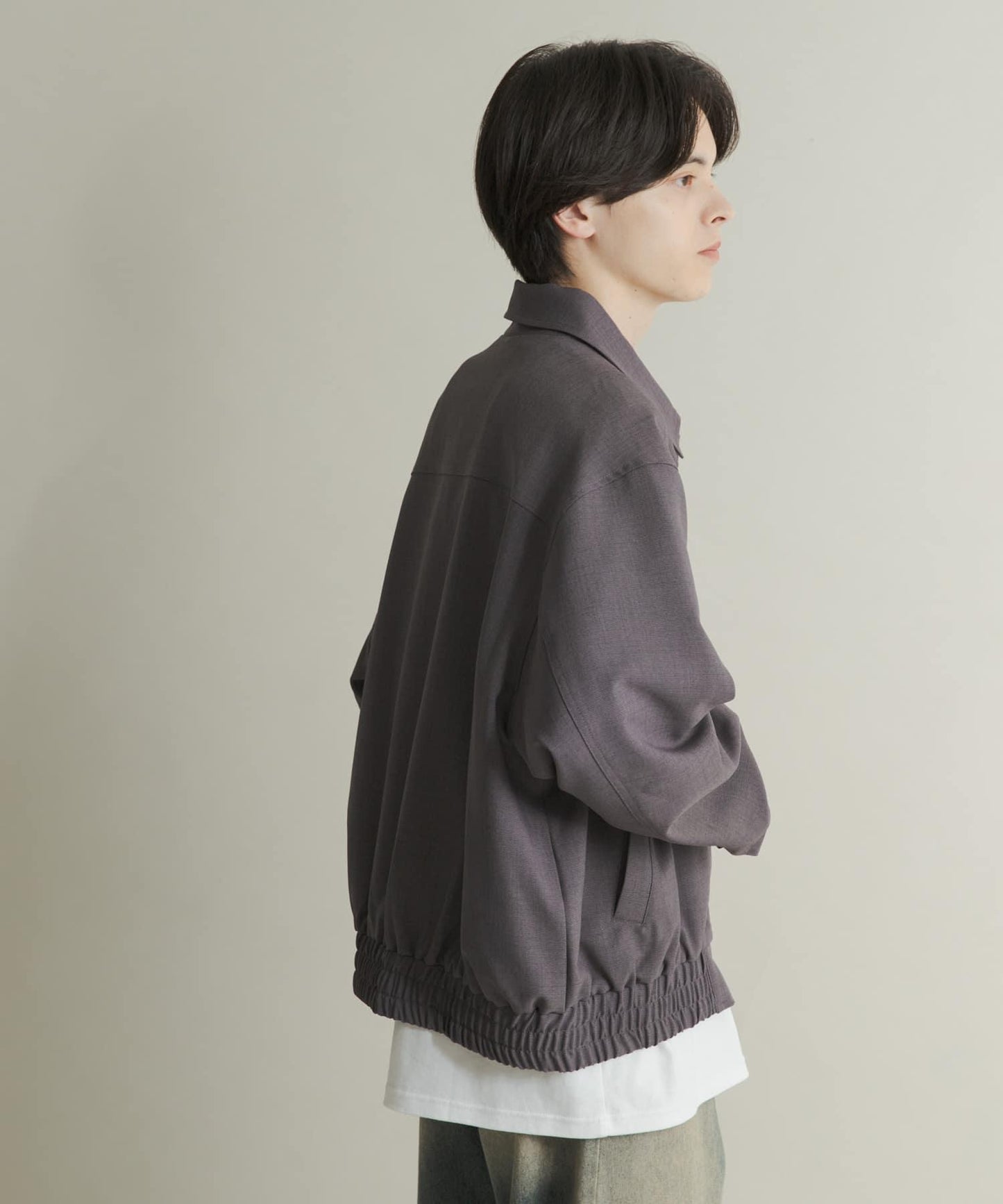 混色寬鬆拉鍊夾克