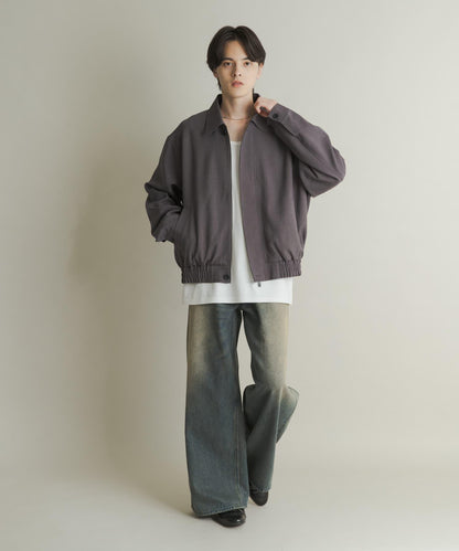 復古風牛仔寬腿褲