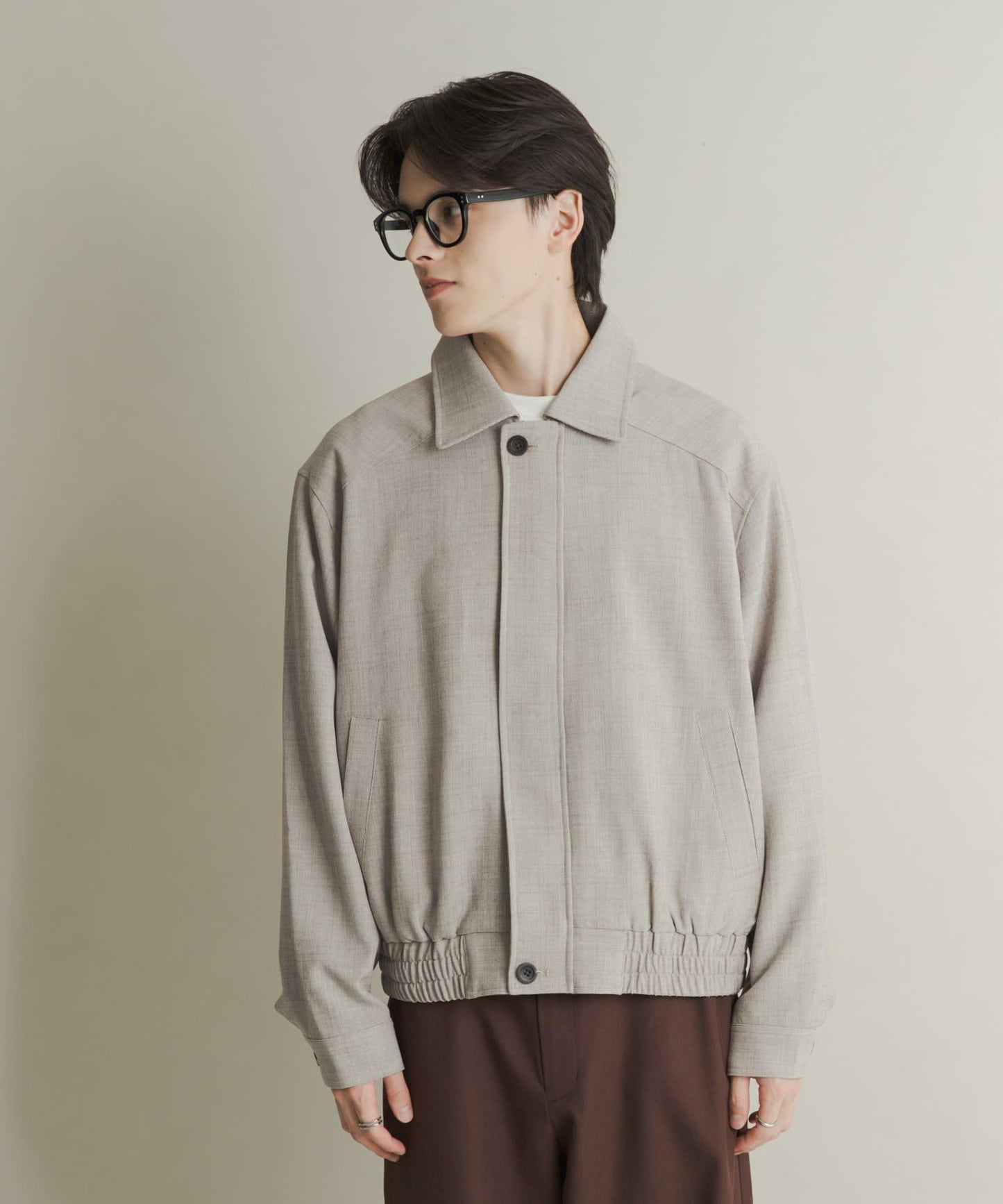 混色寬鬆拉鍊夾克