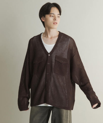 雙口袋V領針織開衫