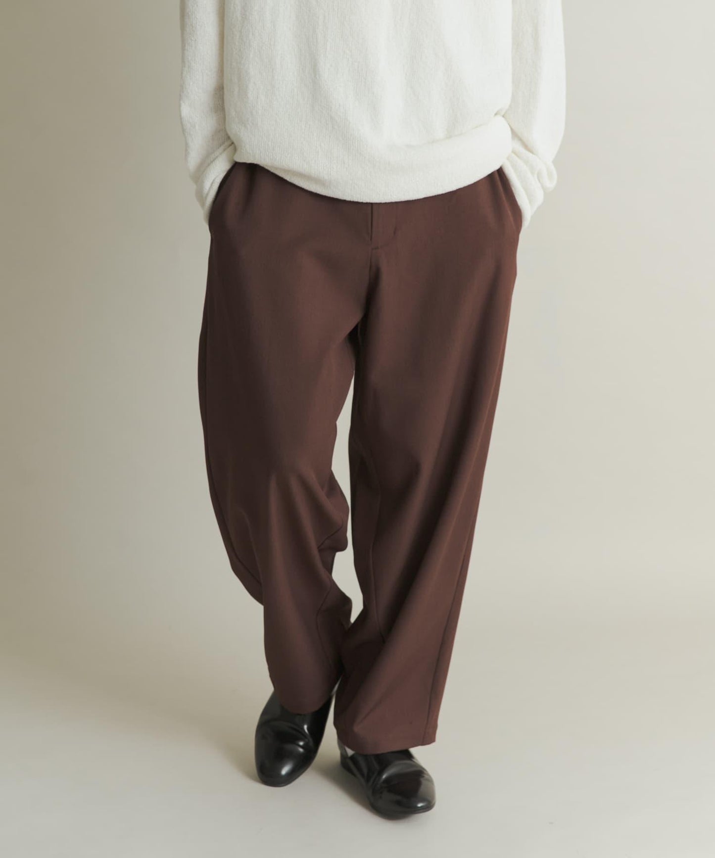 桶型直筒無褶西裝褲