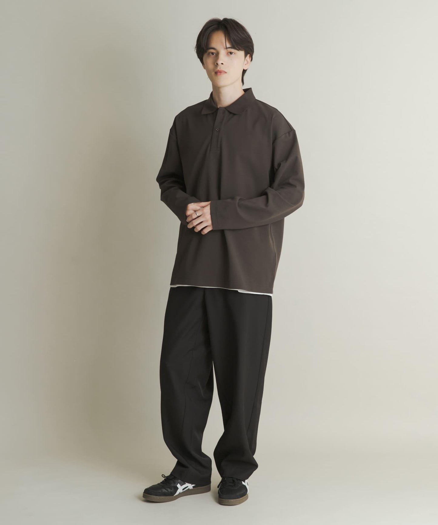 桶型直筒無褶西裝褲