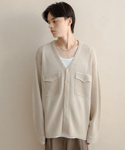 雙口袋V領針織開衫