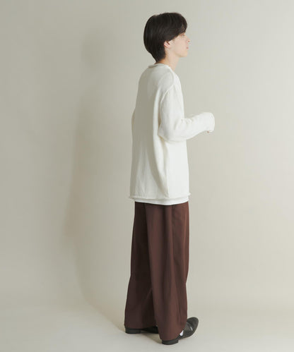 桶型直筒無褶西裝褲