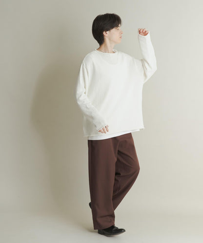 桶型直筒無褶西裝褲