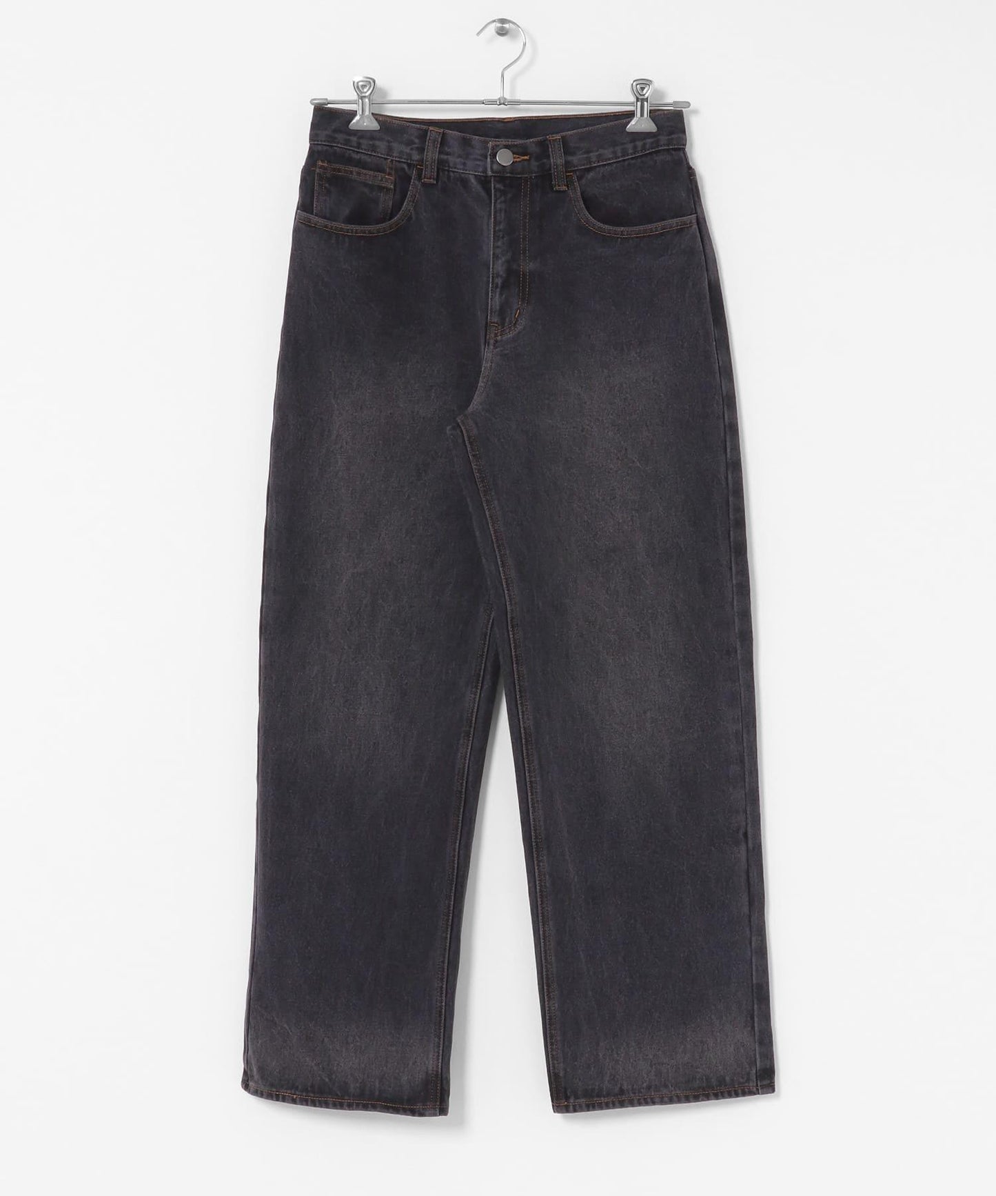 硬質水洗牛仔寬腿褲