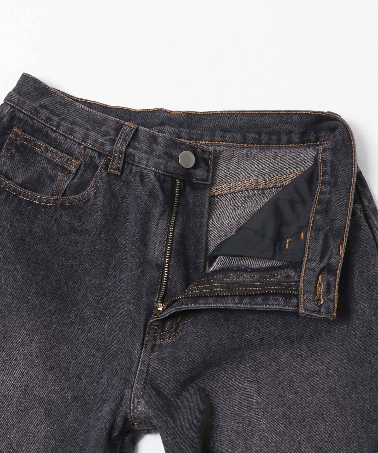 硬質水洗牛仔寬腿褲