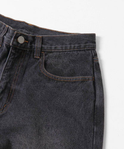 硬質水洗牛仔寬腿褲