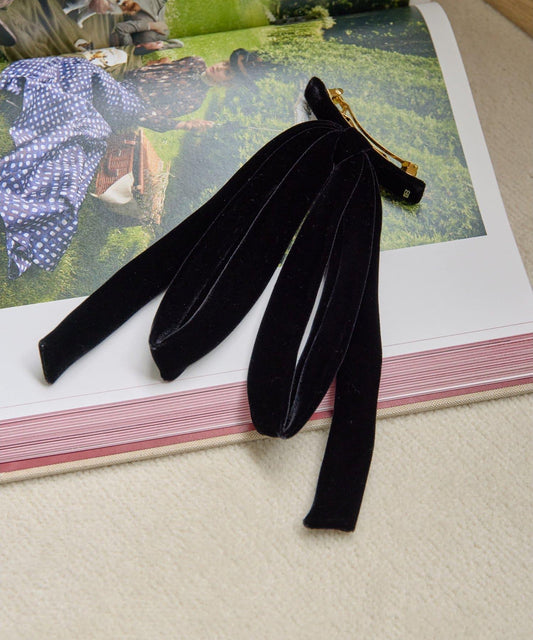 【ALEXANDRE DE PARIS】天鵝絨蝴蝶結髮夾