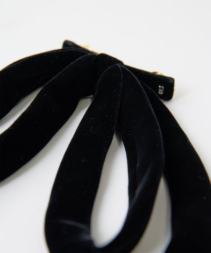 【ALEXANDRE DE PARIS】天鵝絨蝴蝶結髮夾