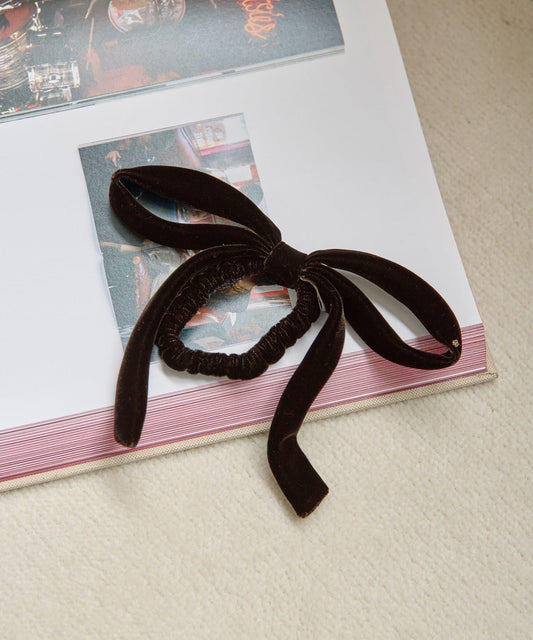 【ALEXANDRE DE PARIS】天鵝絨蝴蝶結髮圈