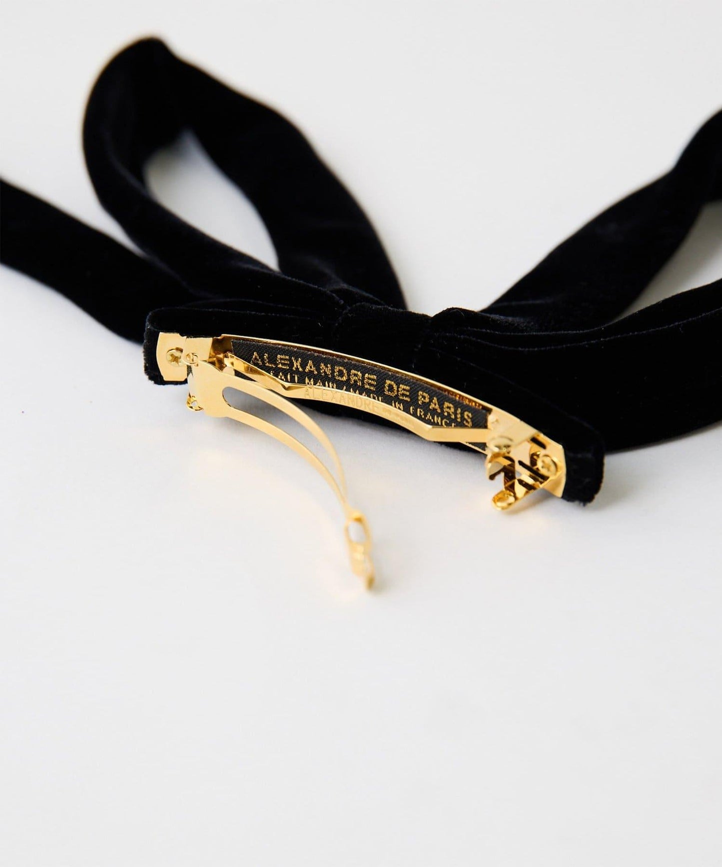 【ALEXANDRE DE PARIS】天鵝絨蝴蝶結髮夾