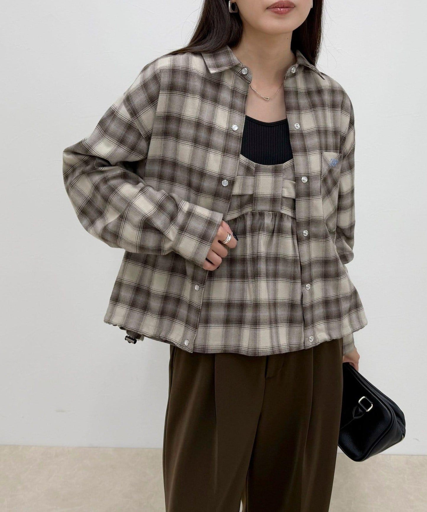 漸變格紋吊帶背心