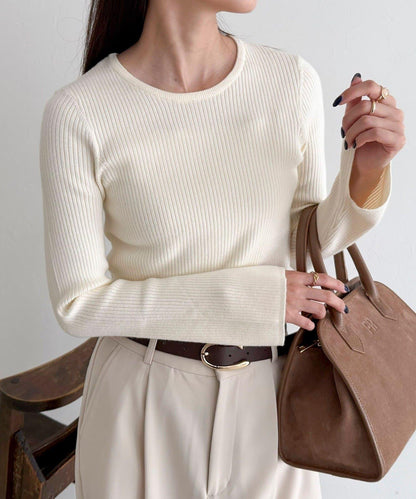 袖開叉羅紋針織套頭衫