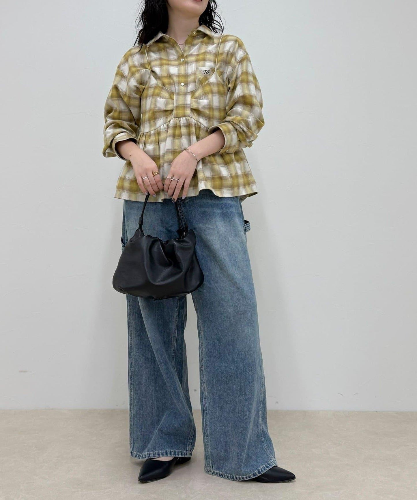 漸變格紋吊帶背心