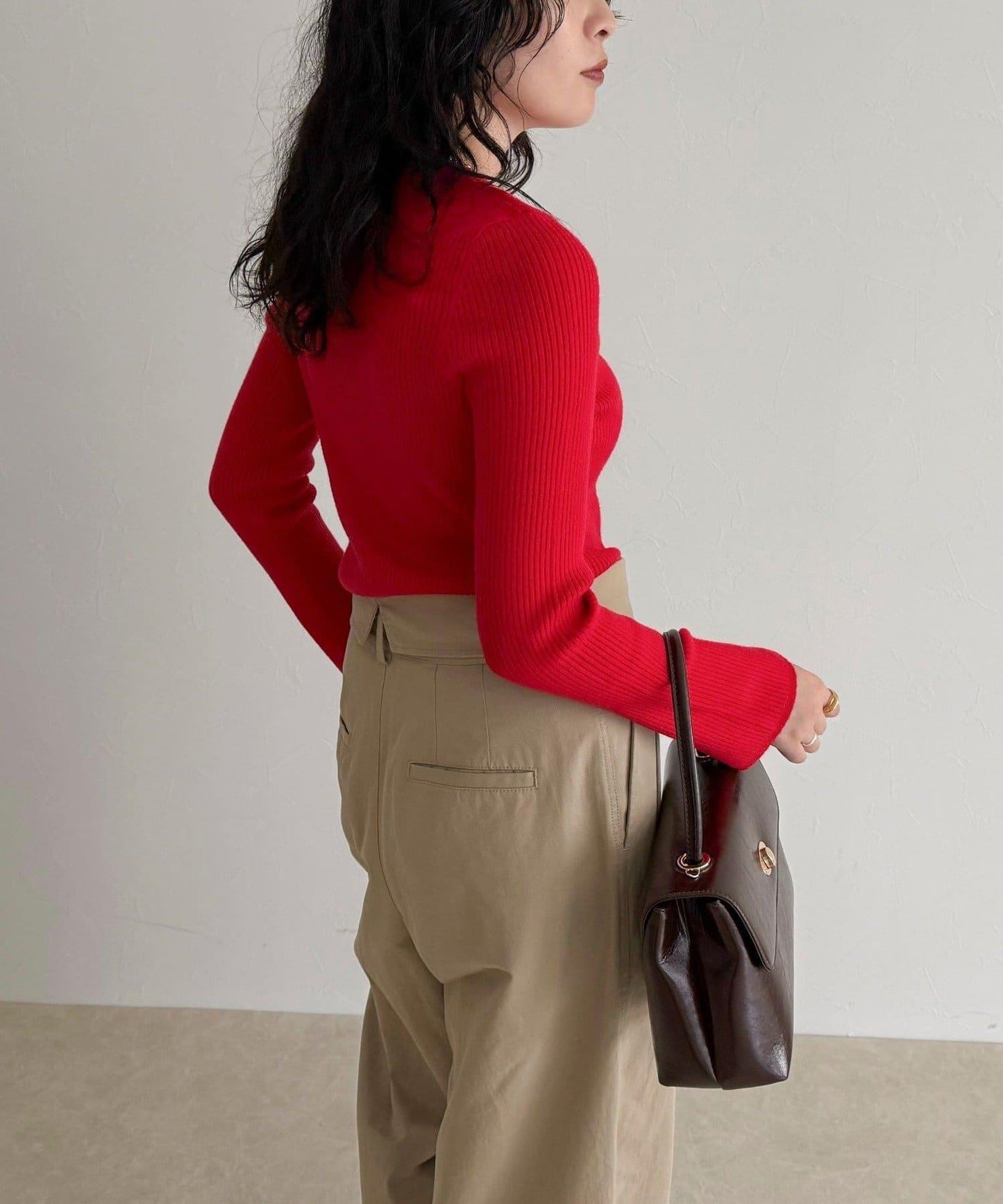 袖開叉羅紋針織套頭衫