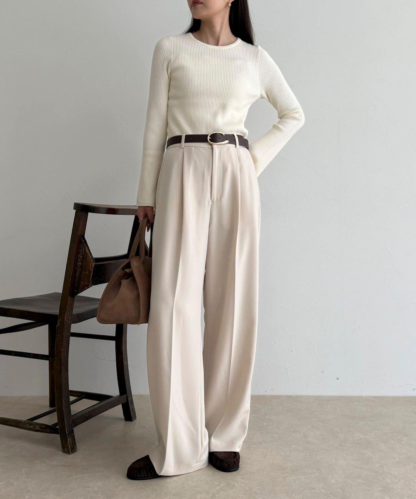 袖開叉羅紋針織套頭衫