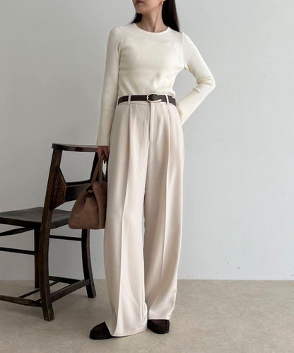 袖開叉羅紋針織套頭衫