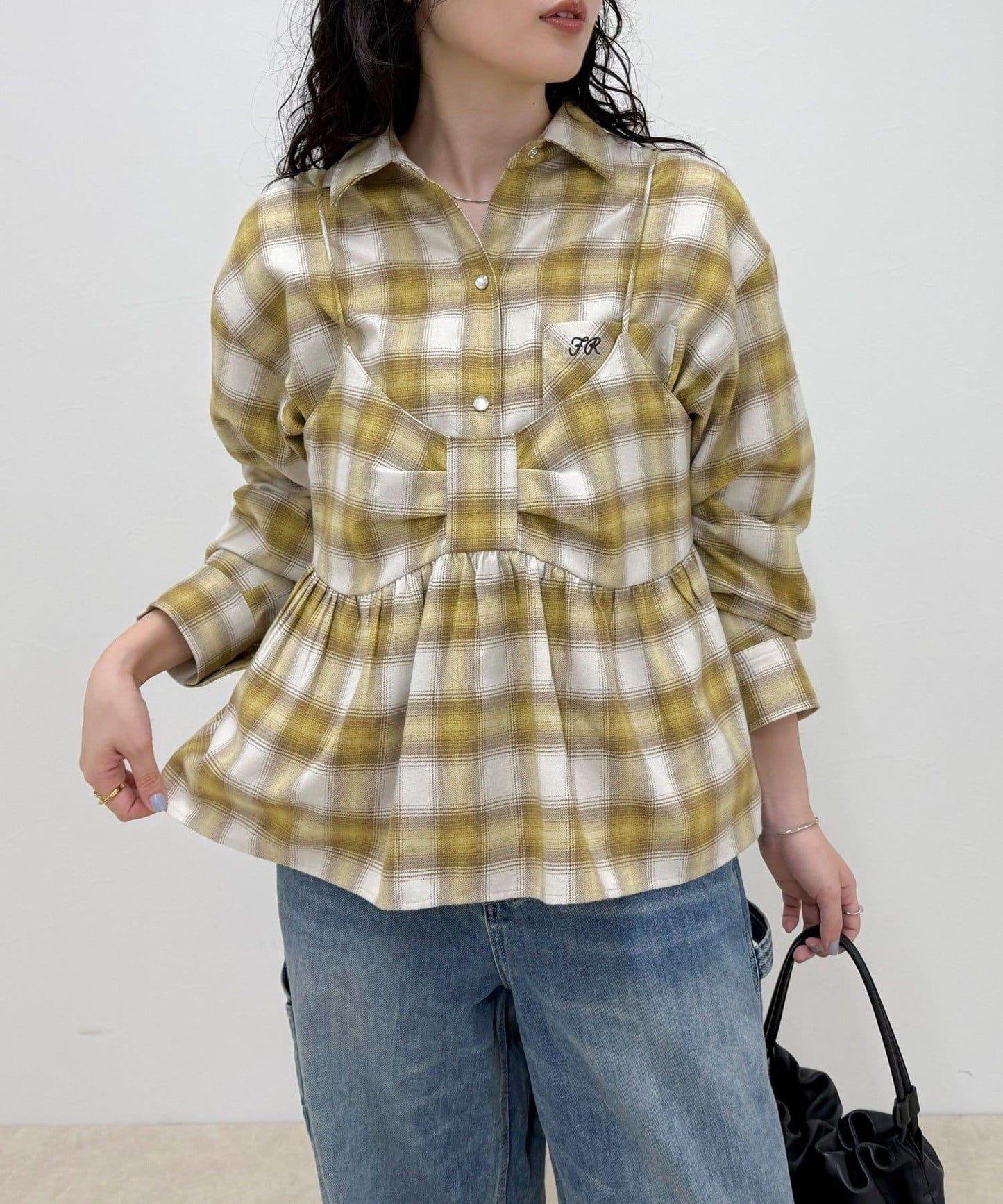 漸變格紋吊帶背心